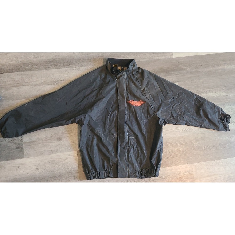 Harley Davidson PVC Rain Jacket Mens Size Small S Black Suit Windbreaker - Picture 2 of 11